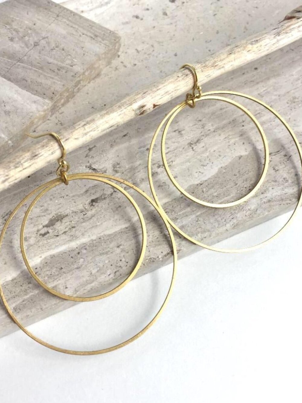 Gold Double Hoop Orbit Earrings